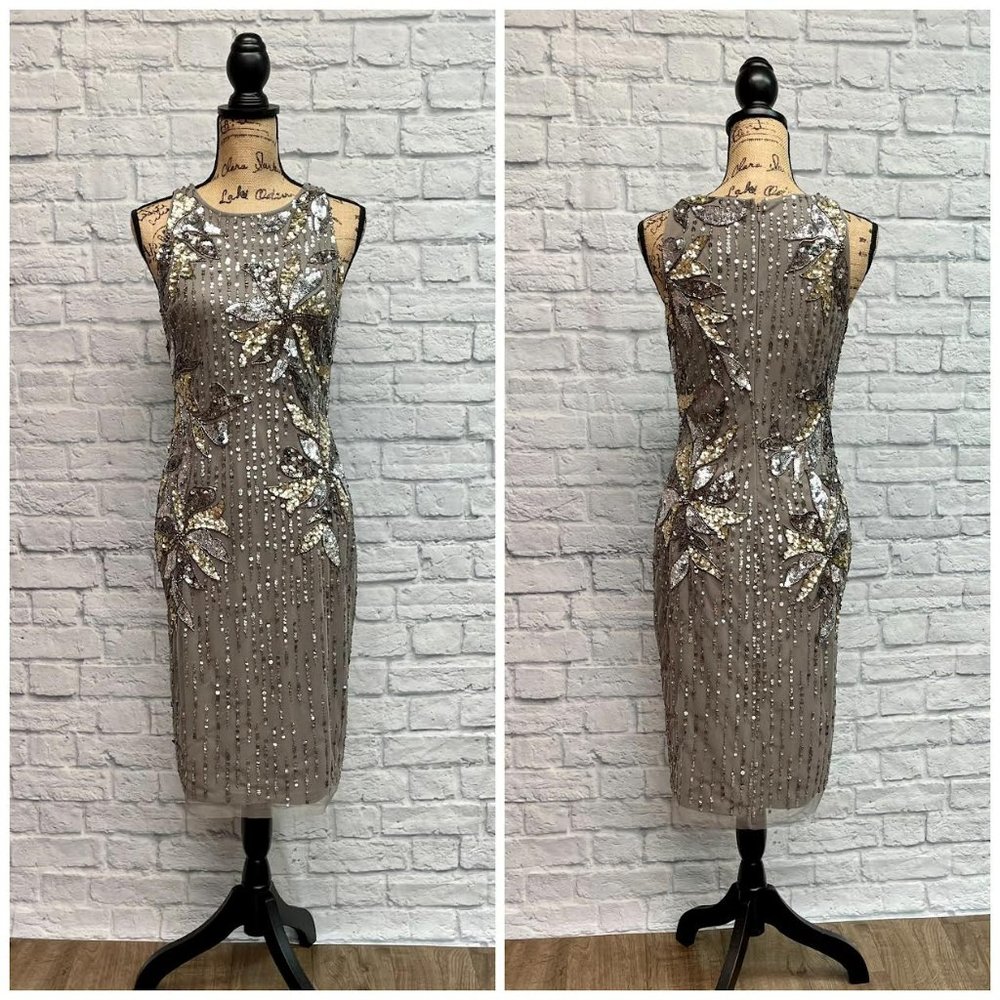 NWT Short Beaded Gray Dress